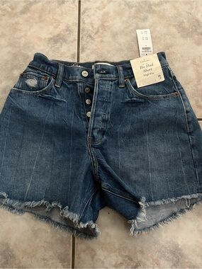 Abercrombie & Fitch Blue Denim High-Rise Button-Fly Shorts
